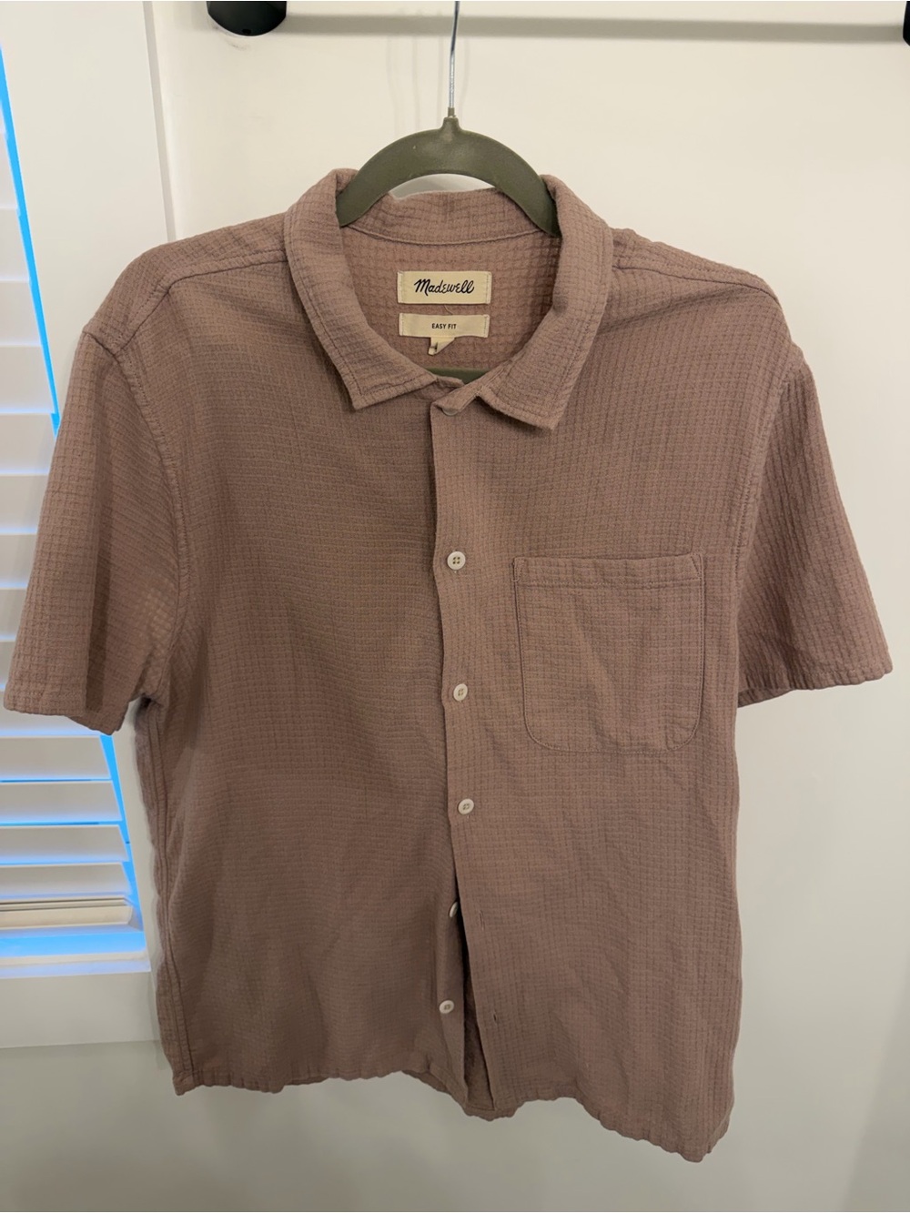 Madewell Men's Short-Sleeve Button-Down Shirt in Mauve